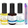 LOUINSTIC Gel Nail Polish Remover - Gel Polish Remover Kit with Cuticle Oil & Latex Tape & Colored Peel Off Manicure Tools, Gel Remover for Nails 2-5 Minutes, No Soaking,Wrapping