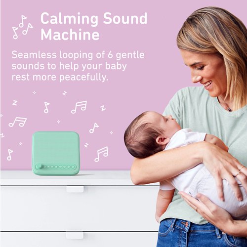 Pure Enrichment® PureBaby® Sound Machine - All-Natural Sounds Include Lullaby, Heartbeat, White Noise, Fan, Ocean, and Rain, with Auto-Off Timer & USB Charger - Patented Design (Mint Green)