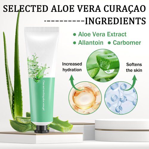 Aloe Vera Gel for Sunburn Relief,Hydrating Travel Size Aloe Vera Gel for Face,Moisturizing Sunburn Relief After Sun Lotion,Fast Absorbing,Non-Sticky Cooling After Sun Lotion Face Moisturizer (D)