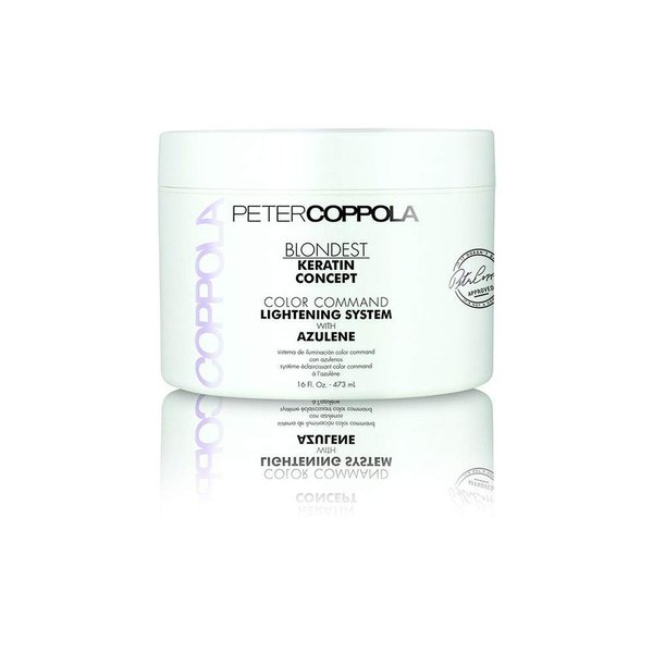 PETER COPPOLA Blondest Bleach Powder For Hair - Color Command Hair Lightening System With Azulene - Professional Salon Quality Gentle Hair Lightener With Purple Blue Violet Toning Effect (16oz)