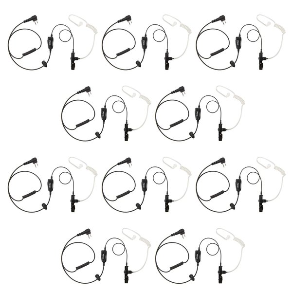 Arrowmax 10 Pack ASK0425-M1 Earpiece w/Mic Compatible with Motorola CP200D CP100D R2 DEP450 BPR40D CP200 CP185 BPR40 CLS1410 CLS1110 DTR700 DTR650 RDU4100 RDU4160D RMU2040 RMU2080D CLS Single Wire