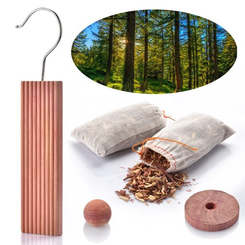 Homode Cedar Blocks for Clothes Storage, Cedar Wood Chips and Balls for Closets and Drawers, Fresh Scented Sachets, 40 Pack
