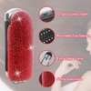 Owemtao Bling Travel Folding Hair Brush with Mirror and Rhinestones - Compact Collapsible Brush for Women (Red)