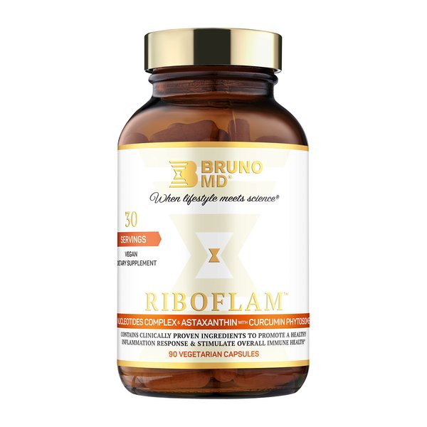 Bruno MD Riboflam, Clinically Proven Immune System Booster Ingredients, Healthy Inflammatory Response, Curcumin Phytosome, Nucleotides, 100% Vegan