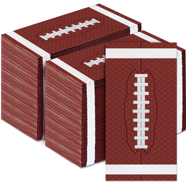 100pcs Football Paper Napkins, Football Party Guest Napkins, 3-Ply Sports Party Disposable Hand Towels Napkins, Football Theme Party Towel for Football Birthday Party Favors