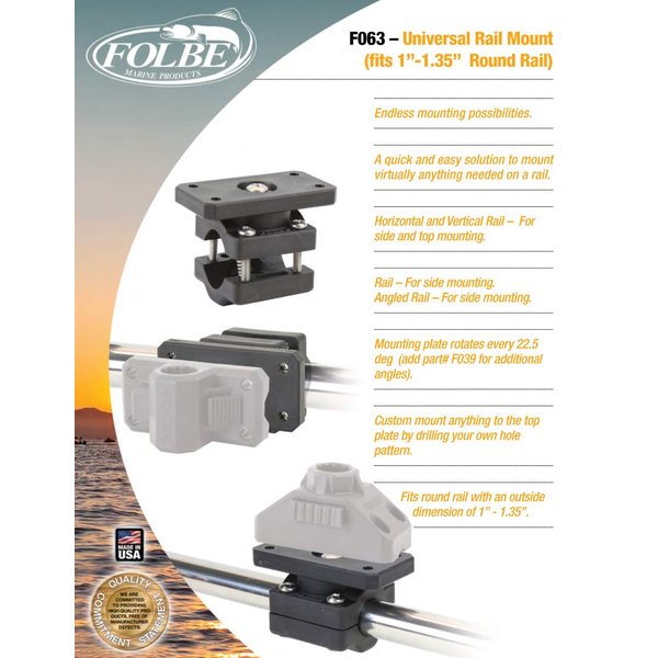 Folbe F063 - Universal Rail Mount Kit - Fits 1.040"-1.35" Round Rails