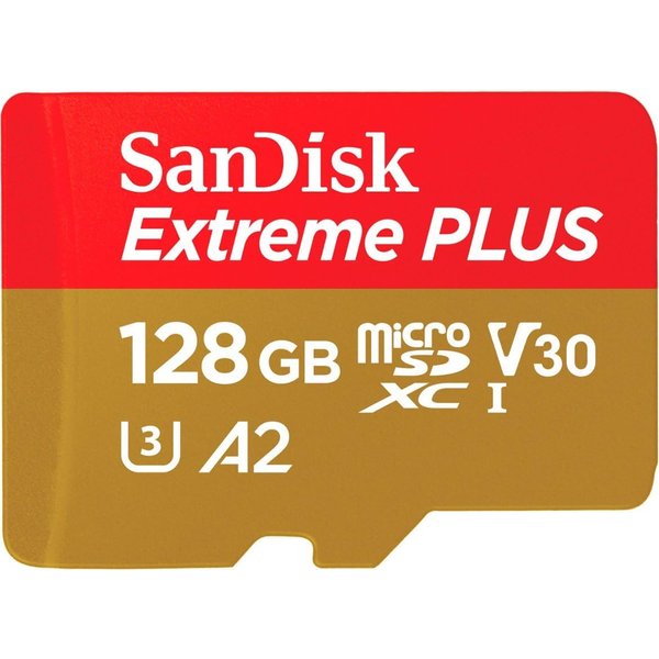 SanDisk Extreme Plus microSDXC UHS-I Card with Adapter, 128GB, SDSQXBD-128G-ANCMA