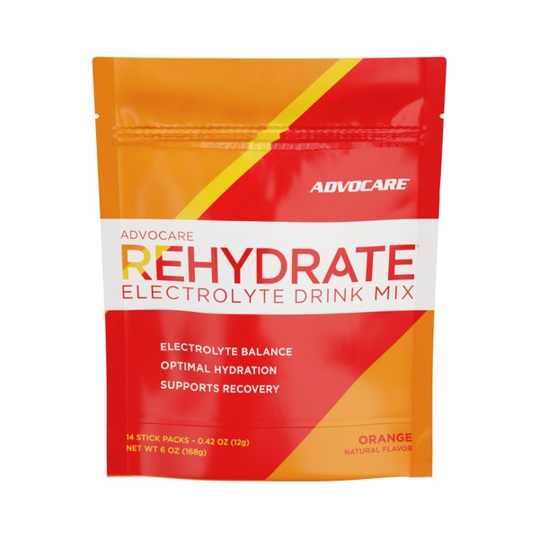 AdvoCare Rehydrate Electrolyte Drink Mix - Electrolytes Powder Packets - Drink Mix Packets - Essential Amino Acids Supplement - Powdered Drink Mix for Water - Orange - 14 Hydration Packets