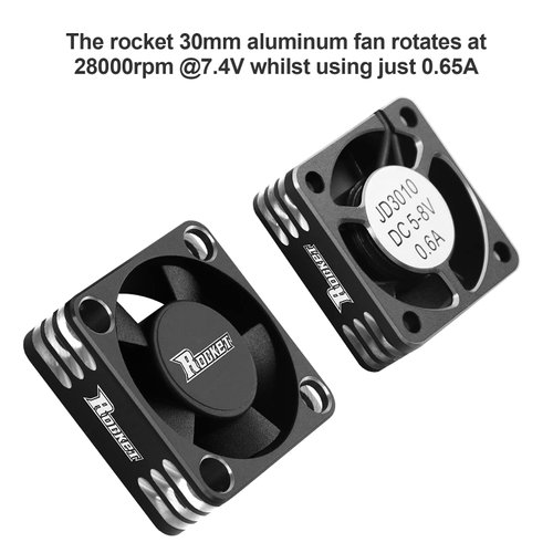 ARRAROWN Motor Cooling Fan 30mm RC Motor Heatsink 28000RPM ESC Cooling Fan for RC Car 1/8 1/10 1/12 Scale 540 550 Brushless Motor (Black+Silver)
