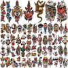 77 sheets Classic Temporary Tattoos Adults, Old School Tattoos Stickers, Sailor Jerry Style Fake Tattoo, American Traditional Flower Rose Arm Temporary Tattoos for Women Men Kids