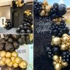 Black and Metallic Gold Balloons, 50PCS Black and Gold Balloons Party Decorations 12 Inch Black & Gold Confetti Party Balloons for Birthday,Graduation,New Years,Wedding Party Decorations