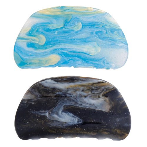 Cellulose Acetate Hair Claw Clips, 3.1 Inch Tortoise Shell Celluloid Hair Jaw Clip, Bling Starry Sky Design Tortoise Barrettes Claw Clips Hair Clamp for Women Ladies Girls (2 Pack)