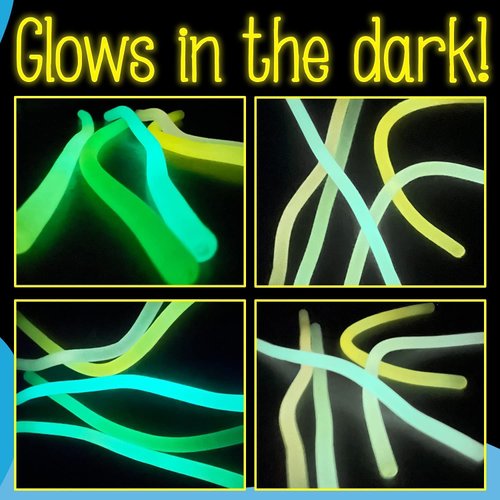 IMPRESA 5 Pack Monkey Noodle Stretchy String , Glow in The Dark Sensory Fidget Toys (BPA, Phthalate, Latex-Free Noodle Toy Stretches from 10 Inches to 8 Feet)