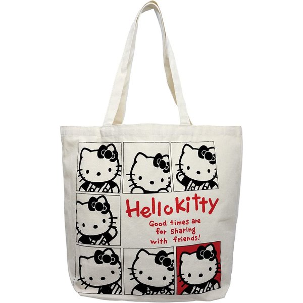 Friend Sanrio Hello Kitty Cute Tote Bag, Shopping Bag, Gym Bag, Kitchen Reusable Grocery Bag, Japan Quality and Japan Technology surpervised by EITAI Japan, 15 in(H) x 11.8 in(L) x 5.5 in(W)