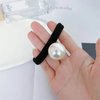 Yheakne Vintage Pearl Hair Tie Elastic Black Hair Rope Band Nylon Ring Hair Band Rope Ponytail Holder Pearl Hair Tie Accessories for Women and Girls Gifts (Black B)
