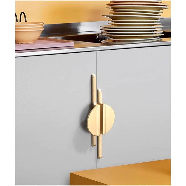 2.5" Unique Semi Circle Drawer Pulls Brushed Black Pair Half Moon Cabinet Pulls Handles Cupboard Knob Hardware (Small(2 Holes-2.5"(64mm)), Brushed Gold)