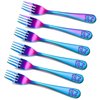 6 Pieces Kids Forks Rainbow Kids Cutlery Set Safe Children Forks Stainless Steel Small Kid Metal Forks Self Feeding Children Silverware Forks Kids Utensil Set for Kids Home and Preschools