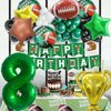 14Pcs Football Balloons, Football Birthday Party Decorations Sports Theme Birthday Party Decoration Include 40Inch Green Number Balloon for 8th Football Birthday Party Supplies