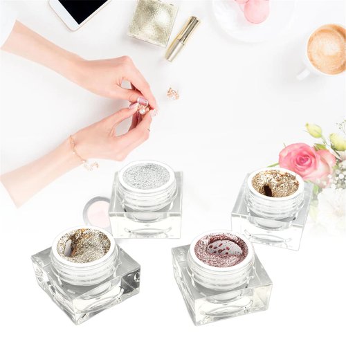 JANCAN Platinum Glitter Nail Gel 4 Colors High Density Platinum Shining Nail Gel for Manicure Beauty Salon for DIY Painting Nail Art Gel Home Salon Diy Nail Decoration