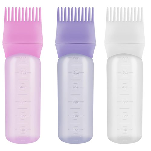 TAOTOP 3 Pack Root Comb Applicator Bottle, Oil Applicator for Hair Dye, Bottle Applicator Brush with Graduated Scale