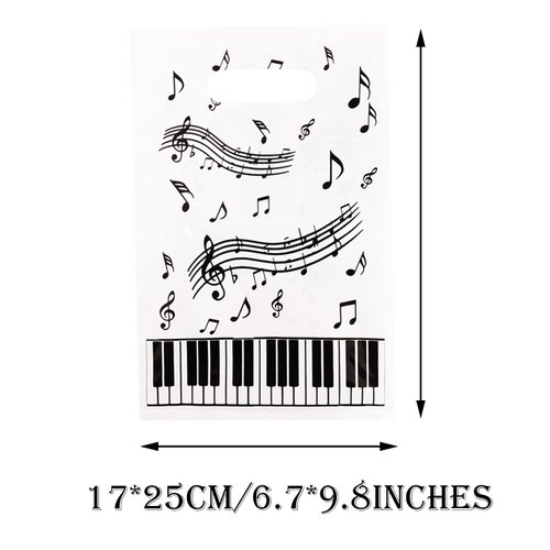 CupaPlay 50PCS Piano Notes Party Decorations Goodie Favor Plastic Bags - Piano Notes Theme Party Supplies Decorations Music Birthday Baby Shower Birthday Gift Bag