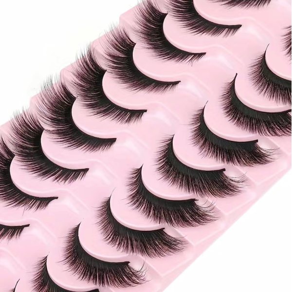 Fox Eyelashes Natural Look Glamorous Mink Furry Cat Eyelashes Angel Wing Extended Strip Eyelashes #D 16mm Lashes 10 pairs