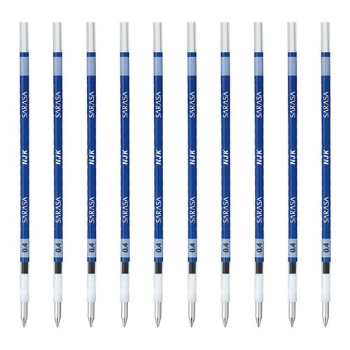 Zebra BRNJK4BL Ballpoint Pen Refill, Sarasa, NJK-0.4 Lead, Blue, 10 Pens
