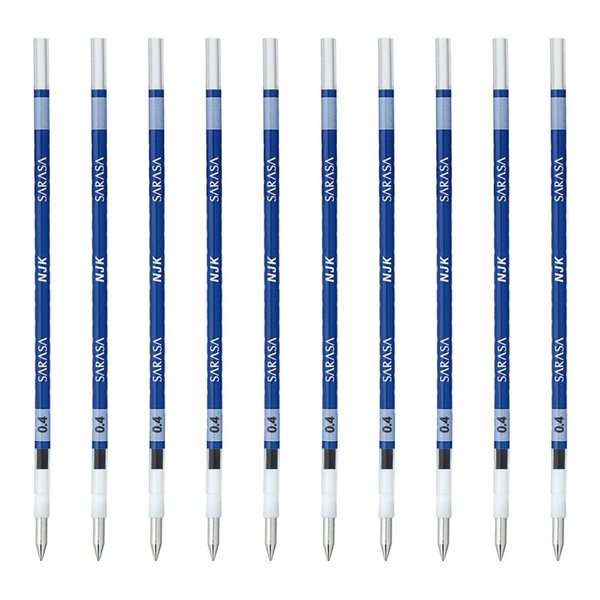 Zebra BRNJK4BL Ballpoint Pen Refill, Sarasa, NJK-0.4 Lead, Blue, 10 Pens