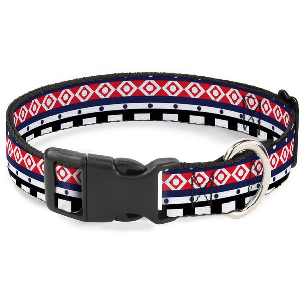 Buckle-Down PC-W30151-S Aztec 13 White/Navy/Red/Black Plastic Clip Collar, Small/9-15"