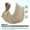Tape in Hair Extensions Human Hair 22 Inch Ombre Medium Blonde with Platinum Blonde Highlights Human Hair Extensions 50g 20pcs Tape ins Skin Weft Hair Extensions Invisible Glue in Hair Extensions