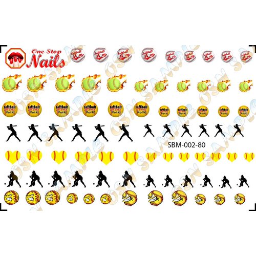 Softball Mom Waterslide Nail Decals by One Stop Nails V2.