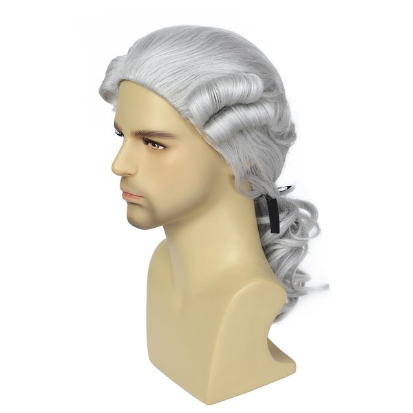 Kavsni Men or Women Colonial Historical Judge Costumes Wig Gray Halloween Party synthetic Wigs (Gray)