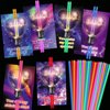 Glow Sticks with Valentines Day Gift Cards for Kids, 24 Valentines Day Greeting Cards with 50 Glow Stick Bracelets, Classroom Exchange Cards School Prize Party Favor Supplies for Boys Girls