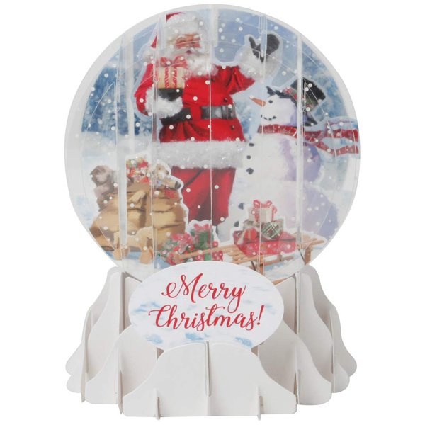 Pop-up Christmas Medium Snow Globe by Popshots Studios - Santa and Snowman