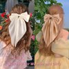 VELSCRUN Hair Bows for Women - 3Pcs Big Hair Clips in White, Black, Brown - Silky Satin Hair Barrettes with Oversized Long Tail - Hair Accessories for Long Hair, Curly, Wavy, Fine, Thick - Gift