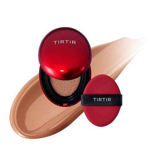 [*Mini Size*] TIRTIR Mask Fit Red Cushion Foundation | Long-Lasting, Lightweight, Buildable Coverage, Semi-Matte Finish, Korean Cushion Foundation (#34C Amber, 0.15 Fl Oz)