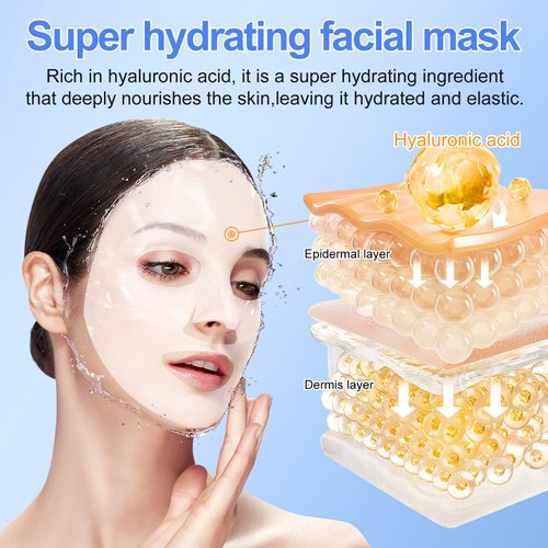 HUALIJIA Bio Collagen Deep Hyration Mask, 6 Pack Overnight Collagen Face Mask for Women, Deep Collagen Anti Wrinkle Lifting Mask for All Skin Types, Pore Minimizing, Elasticity Improvement,