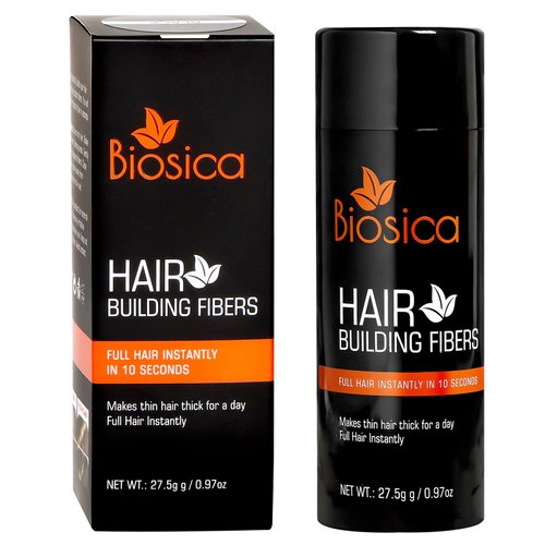 Biosica Hair Building Fibers 27.5Gm - Hair Fibers For Thin & Fine Hair -Hair Thickening Fibers For Men & Women (Black)