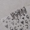 POWPOP Silver Melted Heart Moon Stars 5D Acrylic Nail Art Stickers, B, Retro Design for Women