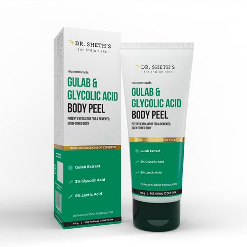 Dr. Sheth's Gulab & 2% Glycolic Acid Body Peel Exfoliating Peel for Tan | Men & Women | 100g