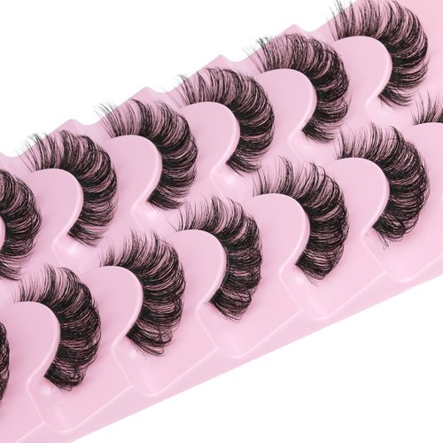 Lashes Natural Look False Eyelashes D Curl 16mm Lashes 3D Wispy Faux Mink Eyelashes with Clear Band Fake Eye lashes 7 Pairs by Goddvenus