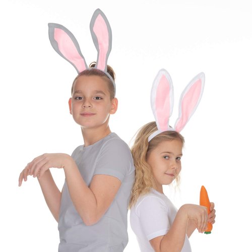 Funcredible Grey Bunny Ears and White Bunny Ears - Bunny Ears Headbands - Bunny Rabbit Cosplay Costume Accessories - Bendable Bunny Ears for Kids and Adult