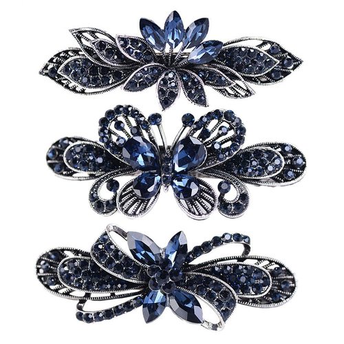 Ruihfas 3Pcs Hair Barrettes for Women Crystal Rhinestone Vintage Spring French Barrette Hair Clips for Women Girls Hair Styling Tools Accessories