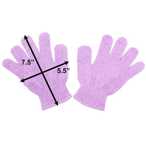 NuValu Exfoliating Bath Shower Gloves 4 Pairs - Body Scrub Exfoliator Deep Clean Removes Dead Skin 7.5" Double Sided Assorted Colors