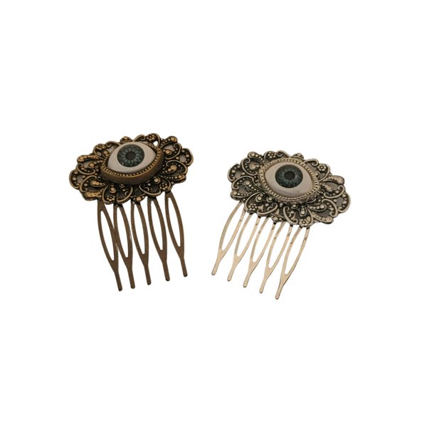 Handmade Anatomical Eye Hair Comb (Antique Bronze)