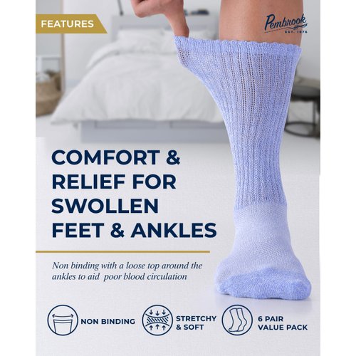 Pembrook Diabetic Socks for Men and Women - Non Binding Socks Women | Neuropathy Socks for Men and Neuropathy Socks for Women | Edema Socks for Diabetics Women | Diabetic socks Women