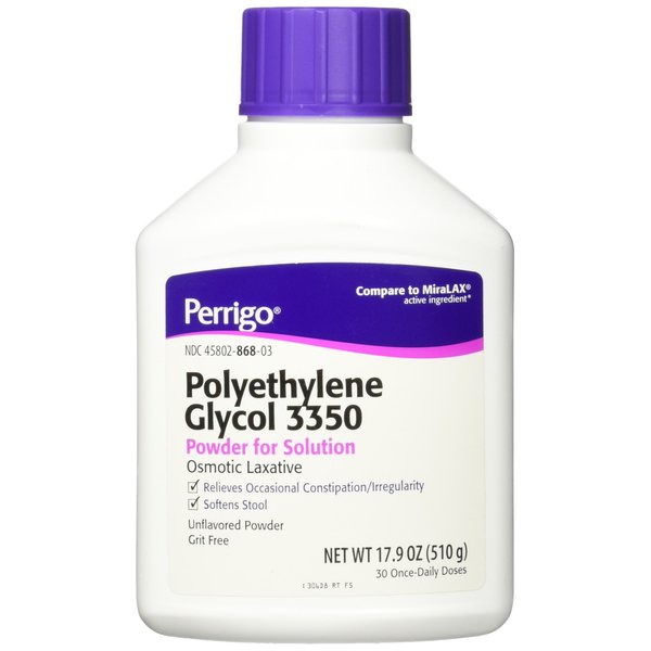 Perrigo Polyethylene Glycol 3350 17.9 Oz (510gm) Powder (Compare to Miralax)