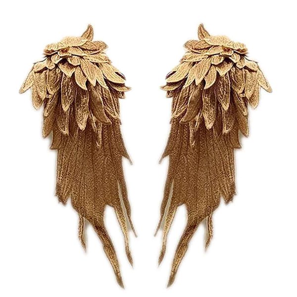 1 Pair Angel Wings Embroidered Patches Neckline Trim Applique Sewing On Lace Patches DIY Crafts
