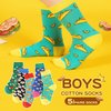 BISOUSOX Boys Fun Dress Socks 6-8 Years Old Kids Crazy Novelty Funny Stripe Silly Socks for Boy Girl Birthday Christmas Gift