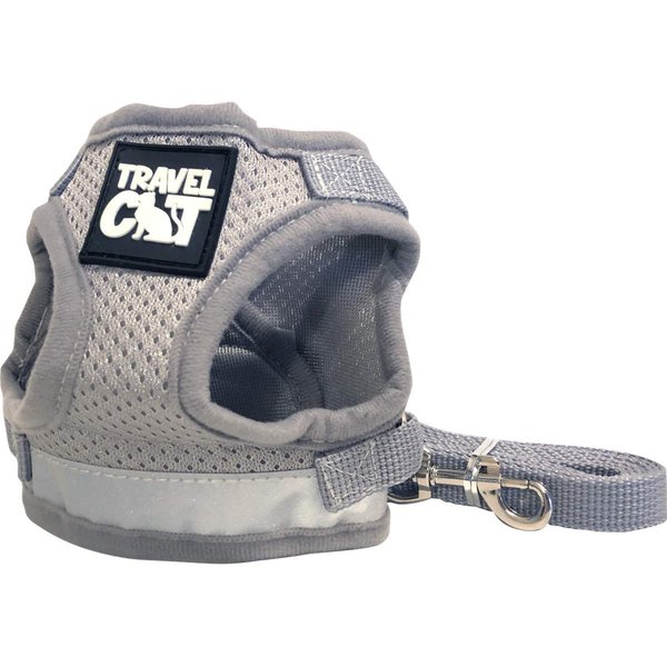 Travel Cat & Stray Cat Harness and Leash Set - Adjustable Fit Mesh Cat Harness and Reflective Strap - Comfort Escape Proof Harness for Cats, Kitten for Outdoor Walking, Hiking (Medium, Grey)